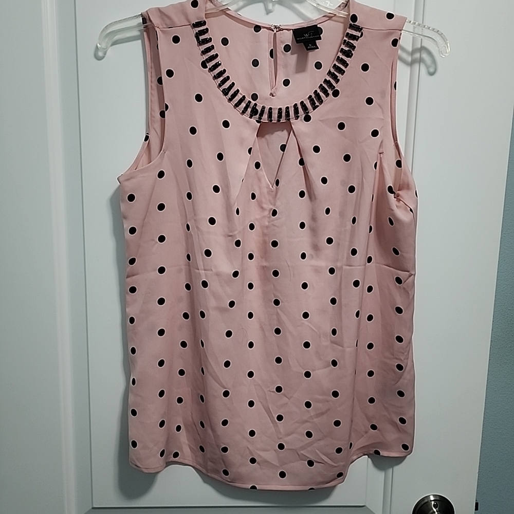 Pink Polka Dot Sleeveless Top